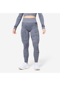 DOMYOS - Legginsy fitness damskie Domyos seamless. Kolor: szary. Materiał: materiał, poliamid, poliester, elastan. Sport: fitness