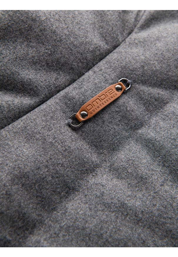 Ombre Clothing - Męski pikowany bezrękawnik z wełną – szary melanż V1 - Rozmiar: S/M. Okazja: na co dzień. Kolor: szary. Materiał: wełna. Długość rękawa: bez rękawów. Wzór: melanż. Styl: sportowy, casual