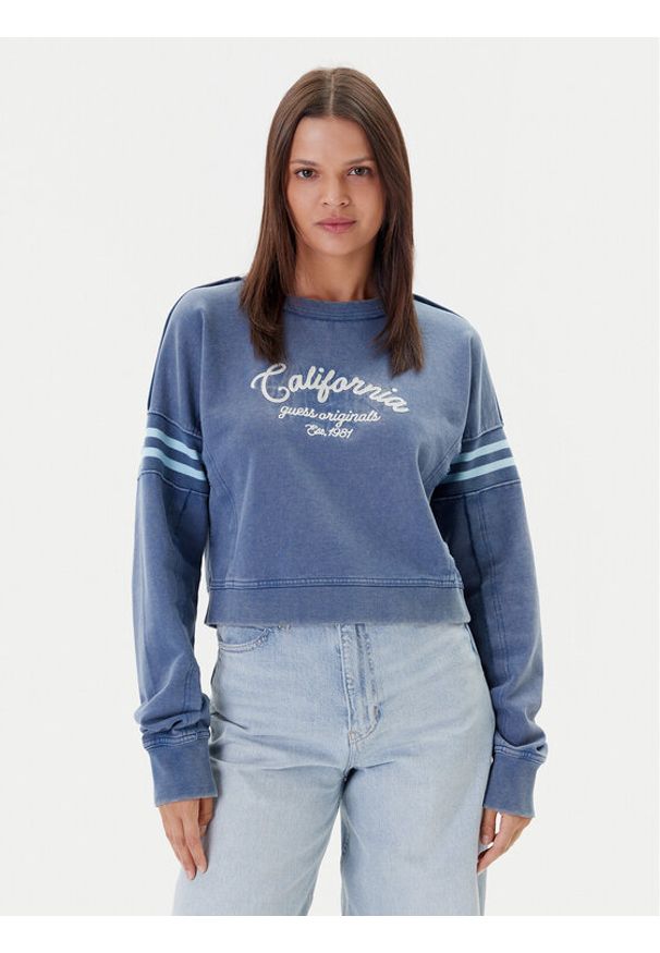 Guess Bluza W5YQ24 K68I4 Niebieski Regular Fit. Kolor: niebieski. Materiał: bawełna