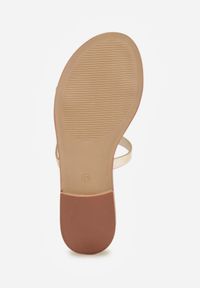 Born2be - Złote Klapki VICES z Dwoma Paskami i Aplikacją o Nieregularnym Kształcie Taliria. Okazja: na co dzień, na spacer. Kolor: złoty. Materiał: prążkowany. Wzór: aplikacja. Sezon: lato. Styl: casual, klasyczny #2