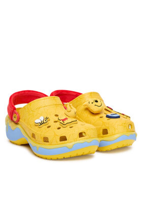 Crocs Klapki Disney Winnie The Pooh Classic Platform Clog 211092 Żółty. Kolor: żółty. Wzór: motyw z bajki. Obcas: na platformie