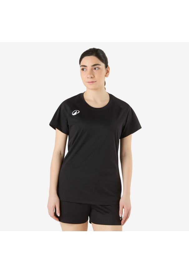 KIPSTA - Koszulka do piłki ręcznej damska Atorka H100. Kolor: czarny. Materiał: poliester, materiał. Sport: fitness