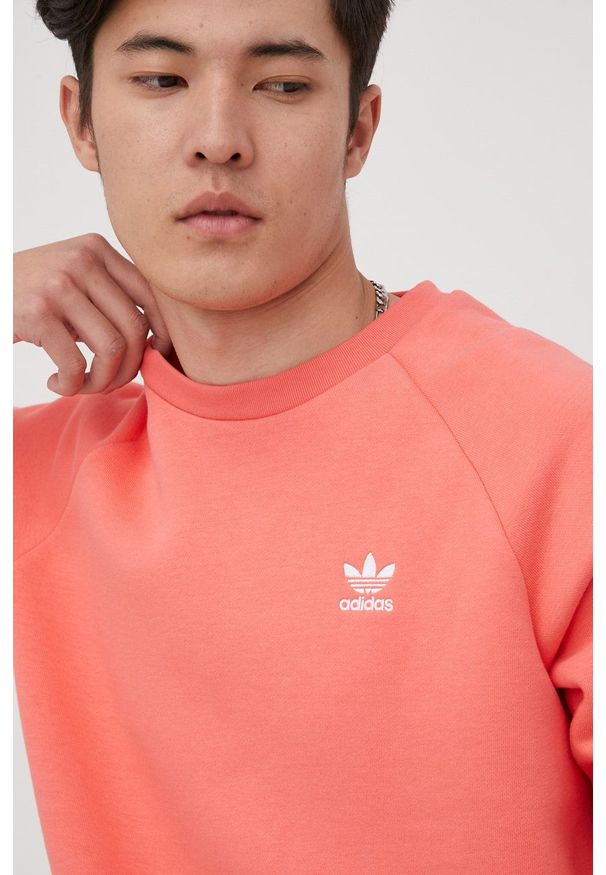 adidas Originals bluza Adicolor HE9424 męska kolor pomarańczowy gładka. Kolor: pomarańczowy. Materiał: poliester, bawełna. Długość rękawa: raglanowy rękaw. Wzór: gładki