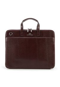 Wittchen - Damska torba na laptopa 13” skórzana slim. Kolor: czerwony. Materiał: skóra. Wzór: kwiaty, haft. Styl: casual, elegancki #1