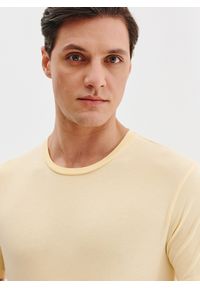 Pako Lorente - PAKO LORENTE – Bawełniany żółty t-shirt. Okazja: na co dzień. Kolor: niebieski, żółty, oliwkowy. Materiał: bawełna. Styl: casual