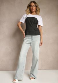 Renee - Jasnoniebieskie Jeansy High Waist z Szeroką Nogawką Jenaliria. Okazja: na co dzień. Stan: podwyższony. Kolor: niebieski. Styl: casual, elegancki #4