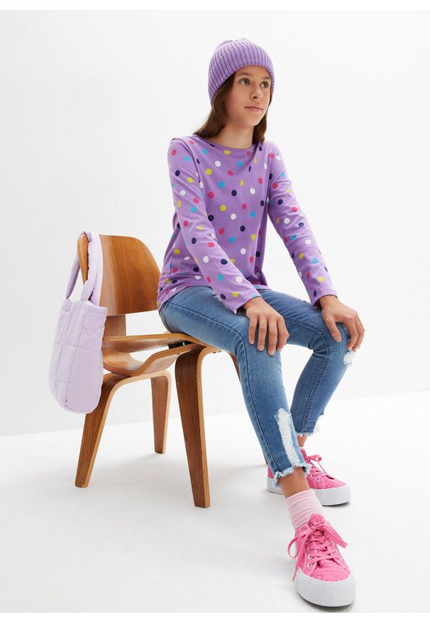 bonprix - Shirt z długim rękawem, z czystej bawełny organicznej (3 szt.). Kolor: niebieski. Materiał: bawełna. Długość rękawa: długi rękaw. Długość: długie. Wzór: nadruk