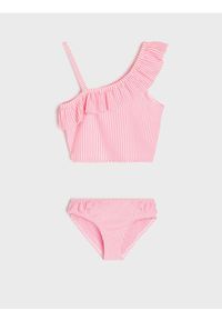 Sinsay - Dwuczęściowy strój kąpielowy z falbanami na ramionkach - różowy. Kolor: różowy #1