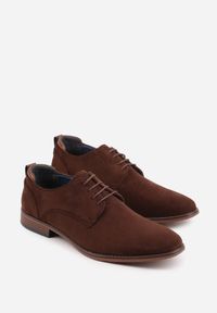 Born2be - Brązowe Sznurowane Półbuty z Imitacji Zamszu w Eleganckim Stylu Rhodica. Okazja: na co dzień, do pracy. Kolor: brązowy. Materiał: zamsz. Styl: elegancki #3