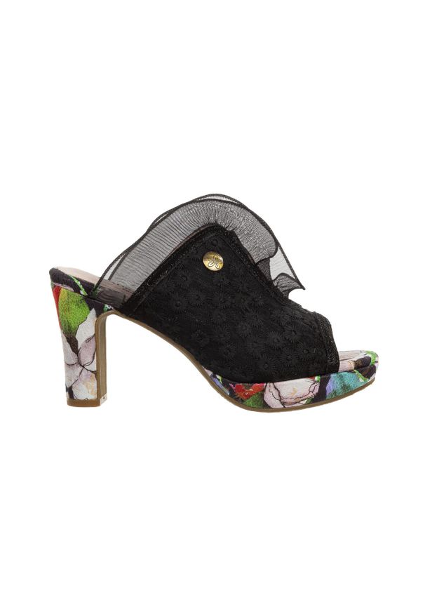 Klapki Laura Vita Hicao 725 Noir 202041, Czarny, Skóra naturalna - 38. Kolor: czarny. Materiał: skóra. Wzór: kolorowy. Obcas: na obcasie. Styl: elegancki. Wysokość obcasa: średni