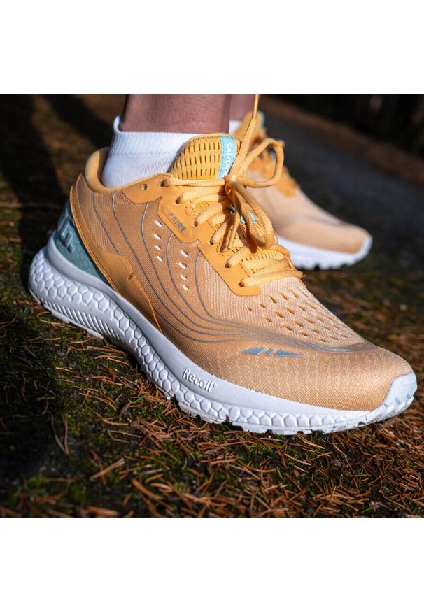 SALMING - Buty do chodzenia damskie Salming Recoil Prime 2. Zapięcie: sznurówki. Kolor: niebieski, wielokolorowy, pomarańczowy. Materiał: syntetyk, materiał, tkanina. Szerokość cholewki: normalna. Sport: turystyka piesza