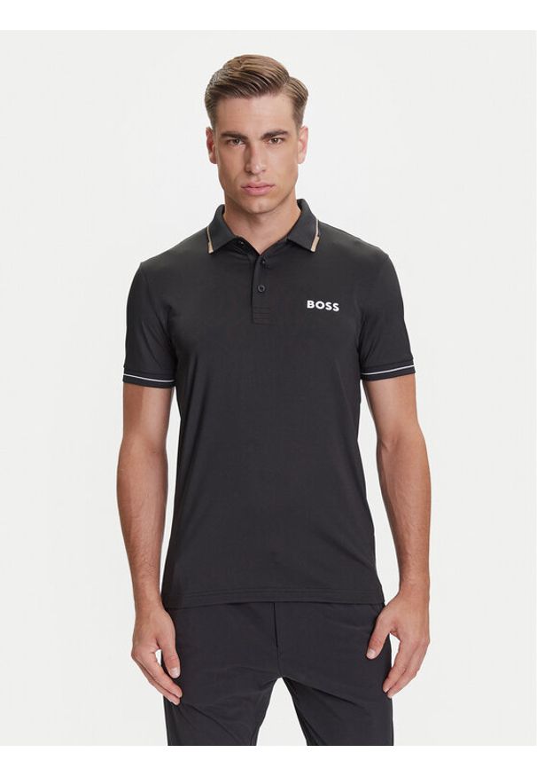 BOSS Polo Paul Pro 50506203 Czarny Slim Fit. Typ kołnierza: polo. Kolor: czarny. Materiał: syntetyk