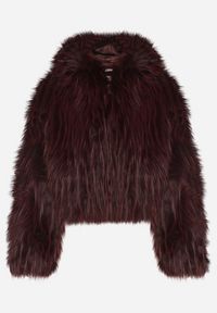 Born2be - Bordowa Kurtka Futerko na Suwak z Kapturem Zetale. Okazja: na spacer. Typ kołnierza: kaptur. Kolor: czerwony. Materiał: futro. Wzór: gładki #2