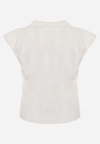 Renee - Biała Sweterkowa Bluzka z Wiskozy z Kołnierzykiem i Usztywnioną Linią Ramion Helite. Kolor: biały. Materiał: wiskoza. Styl: elegancki #8