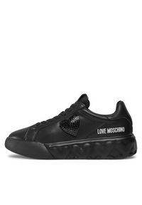 Love Moschino - LOVE MOSCHINO Sneakersy JA15014G1IIA0000 Czarny. Kolor: czarny. Materiał: skóra