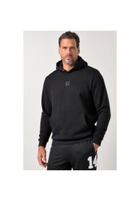JAY-PI - Męska Bluza z kapturem fitness kaptur kieszeń kangurka nadruk na plecach. Typ kołnierza: kaptur. Kolekcja: plus size. Kolor: czarny. Materiał: poliester, bawełna, materiał. Wzór: nadruk. Sport: fitness #1
