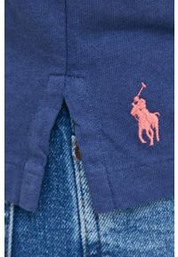 Polo Ralph Lauren polo z domieszką lnu kolor granatowy gładki. Typ kołnierza: polo. Kolor: niebieski. Materiał: len. Wzór: gładki #2