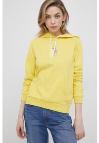 Polo Ralph Lauren bluza bawełniana 211863302001 damska kolor żółty z kapturem z aplikacją. Okazja: na co dzień. Typ kołnierza: kaptur, polo. Kolor: żółty. Materiał: bawełna. Długość rękawa: długi rękaw. Długość: długie. Wzór: aplikacja. Styl: casual #5