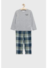 Abercrombie & Fitch piżama dziecięca kolor szary gładka. Kolor: szary. Długość: długie. Wzór: gładki