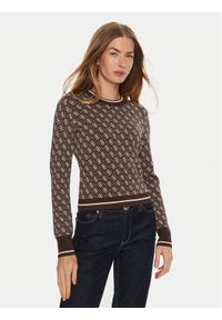 Guess Sweter Lise W4BR21 Z37K0 Brązowy Slim Fit. Kolor: brązowy. Materiał: wiskoza, syntetyk
