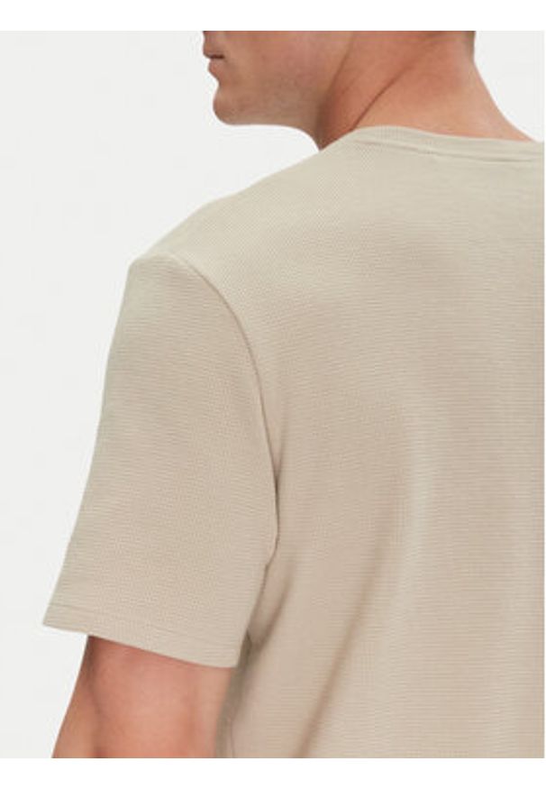 BOSS T-Shirt Waffle 50535891 Beżowy Regular Fit. Kolor: beżowy. Materiał: bawełna