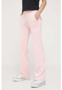 Juicy Couture spodnie dresowe Del Ray kolor różowy gładkie. Kolor: różowy. Materiał: dresówka. Wzór: gładki #1