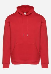 Born2be - Czerwona Bluza z Kapturem i Kangurkową Kieszenią Envila. Okazja: na co dzień. Typ kołnierza: kaptur. Kolor: czerwony. Materiał: jeans. Styl: casual, elegancki