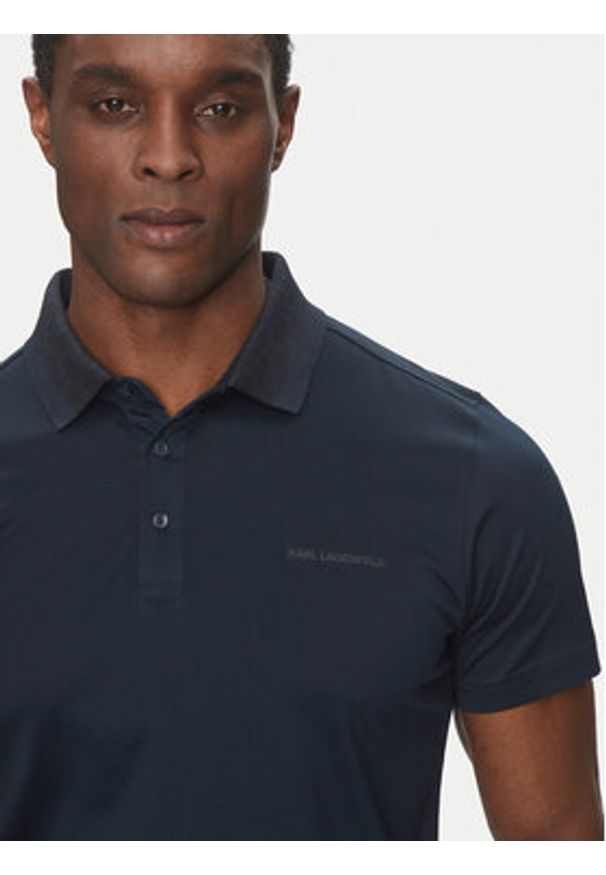 Karl Lagerfeld - KARL LAGERFELD Polo 745001 552200 Granatowy Slim Fit. Typ kołnierza: polo. Kolor: niebieski. Materiał: bawełna