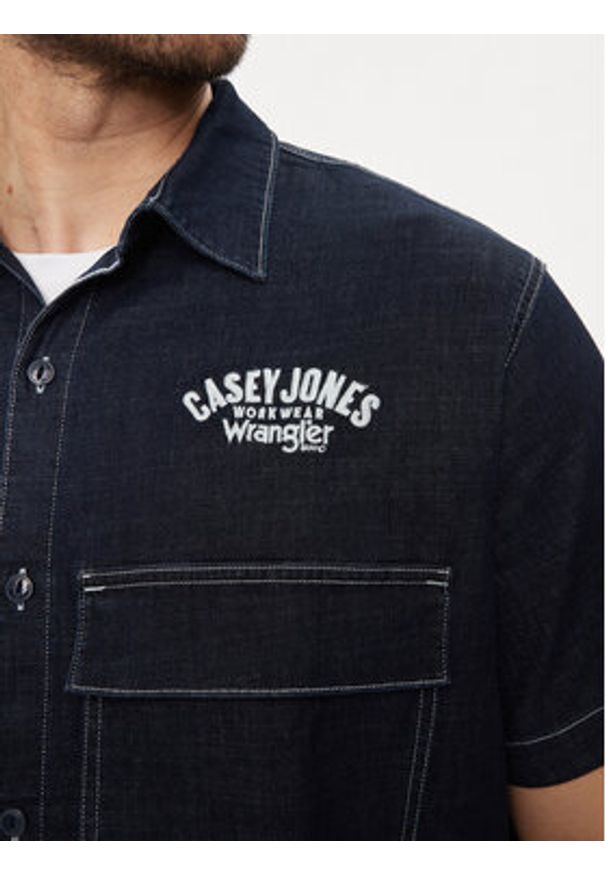 Wrangler Koszula jeansowa Casey 112351229 Granatowy Relaxed Fit. Kolor: niebieski. Materiał: bawełna, syntetyk