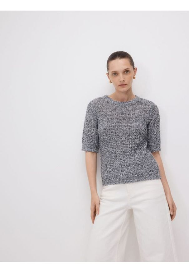Reserved - Sweter z krótkimi rękawami - wielobarwny. Materiał: dzianina. Długość rękawa: krótki rękaw. Długość: krótkie