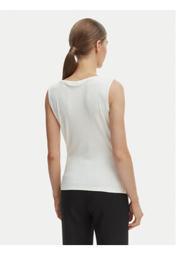 TOMMY HILFIGER - Tommy Hilfiger Top WW0WW47807 Écru Slim Fit. Kolor: kremowy. Materiał: wiskoza