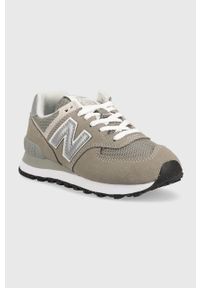 New Balance sneakersy WL574EVG kolor szary WL574EVG-EVG. Nosek buta: okrągły. Zapięcie: sznurówki. Kolor: szary. Materiał: materiał, guma. Model: New Balance 574 #4