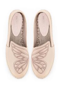 SOPHIA WEBSTER - Beżowe espadryle Butterfly. Okazja: na co dzień. Nosek buta: okrągły. Kolor: beżowy. Materiał: jeans, guma. Wzór: haft. Styl: klasyczny, casual #5