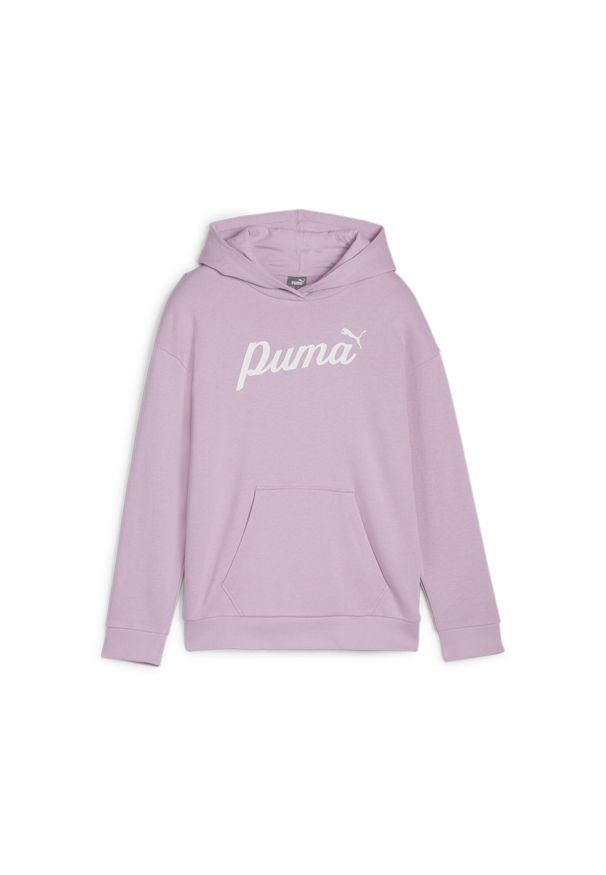 Bluza z kapturem Puma Ess Script Hoodie Tr G, Dzieci. Typ kołnierza: kaptur. Kolor: fioletowy. Materiał: materiał, bawełna