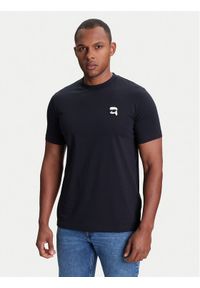 Karl Lagerfeld - KARL LAGERFELD T-Shirt 755710 553224 Granatowy Slim Fit. Typ kołnierza: dekolt w karo. Kolor: niebieski. Materiał: bawełna