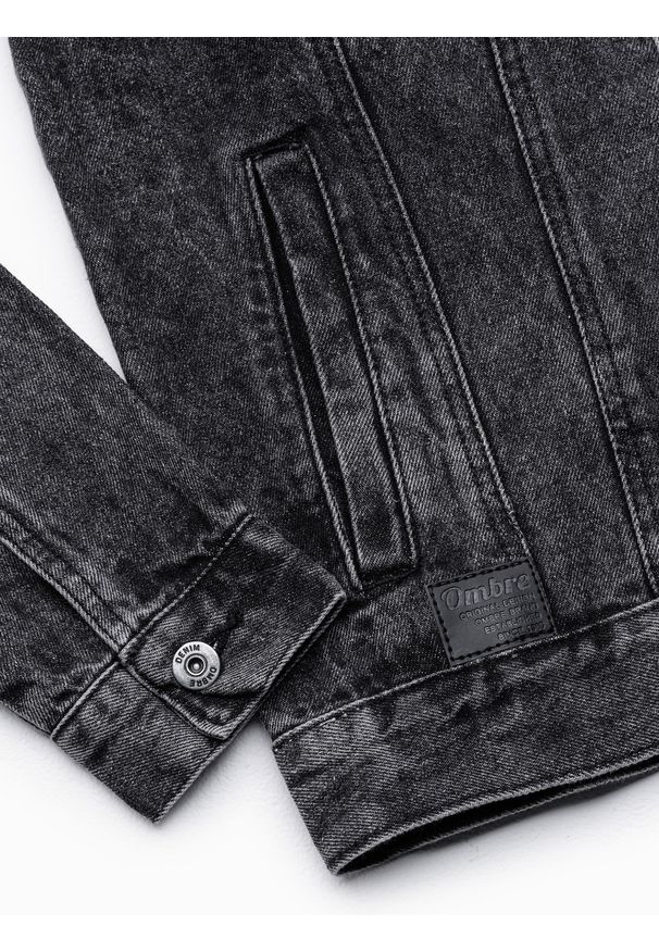 Ombre Clothing - Kurtka męska jeansowa C441 - czarna - XXL. Okazja: na co dzień. Kolor: czarny. Materiał: jeans. Styl: klasyczny, casual