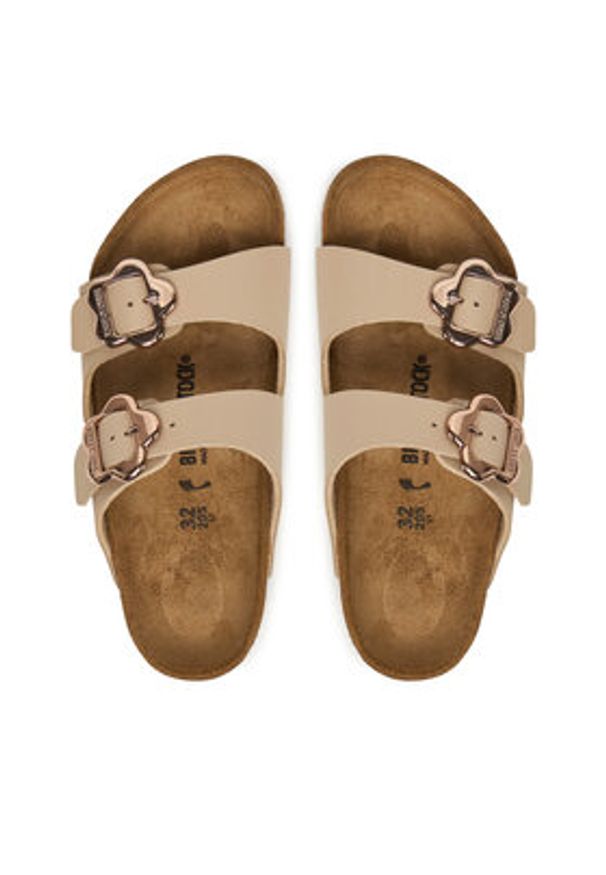 Birkenstock Klapki Arizona Flower Buckle Kids 1030419 S Beżowy. Kolor: beżowy. Materiał: skóra