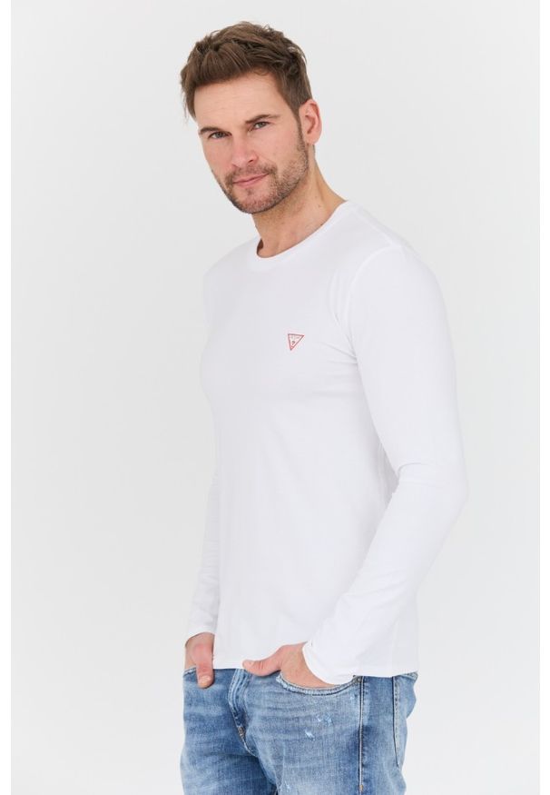 Guess - GUESS Biały męski longsleeve Core Tee, Rozmiar XXL. Kolor: biały. Długość rękawa: długi rękaw