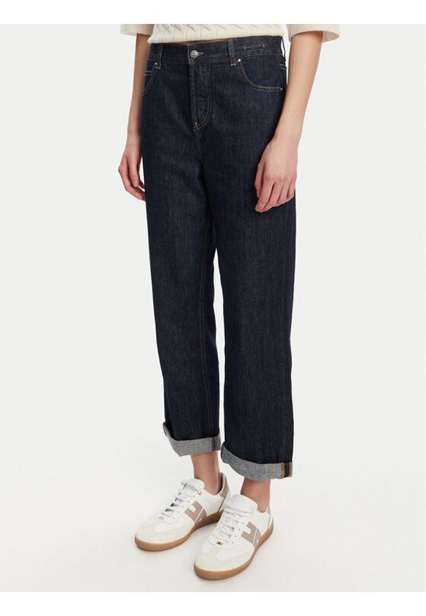 Marella Jeansy Tomboy 2523186074 Granatowy Loose Fit. Kolor: niebieski
