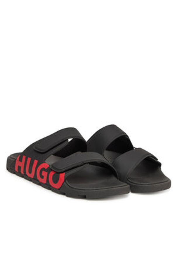 Hugo - HUGO Klapki Evander 50542042 Czarny. Kolor: czarny. Materiał: skóra