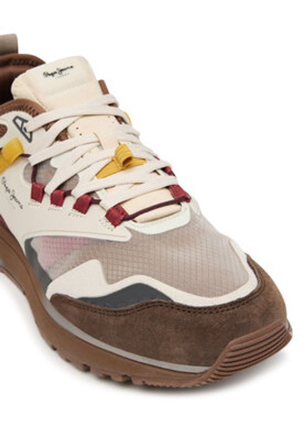 Pepe Jeans Sneakersy Stoke Sport M PMS600013 Brązowy. Kolor: brązowy. Materiał: materiał
