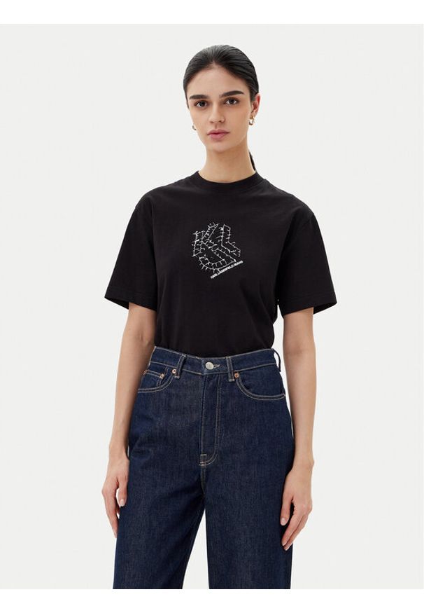 Karl Lagerfeld Jeans T-Shirt A2W17077 Czarny Regular Fit. Kolor: czarny. Materiał: bawełna