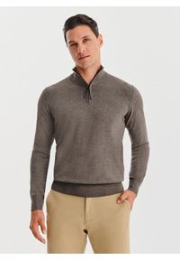 Pako Lorente - PAKO LORENTE – Brązowy sweter z rozpinaną stójką. Okazja: na co dzień. Typ kołnierza: kołnierzyk stójkowy. Kolor: brązowy, czarny. Materiał: poliester, wiskoza. Sezon: jesień. Styl: casual #1