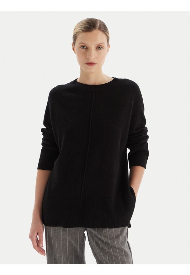 KAOS Sweter RI1KT003 Czarny Regular Fit. Kolor: czarny. Materiał: wełna