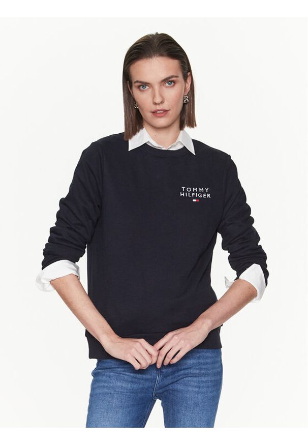 TOMMY HILFIGER - Tommy Hilfiger Bluza UW0UW04521 Granatowy Regular Fit. Kolor: niebieski. Materiał: bawełna