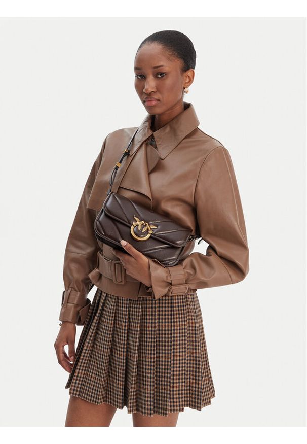 Pinko - PINKO Torebka Love Box Baguette Al 25-26 PLTT 105083 A2W2 Brązowy. Kolor: brązowy. Materiał: skórzane