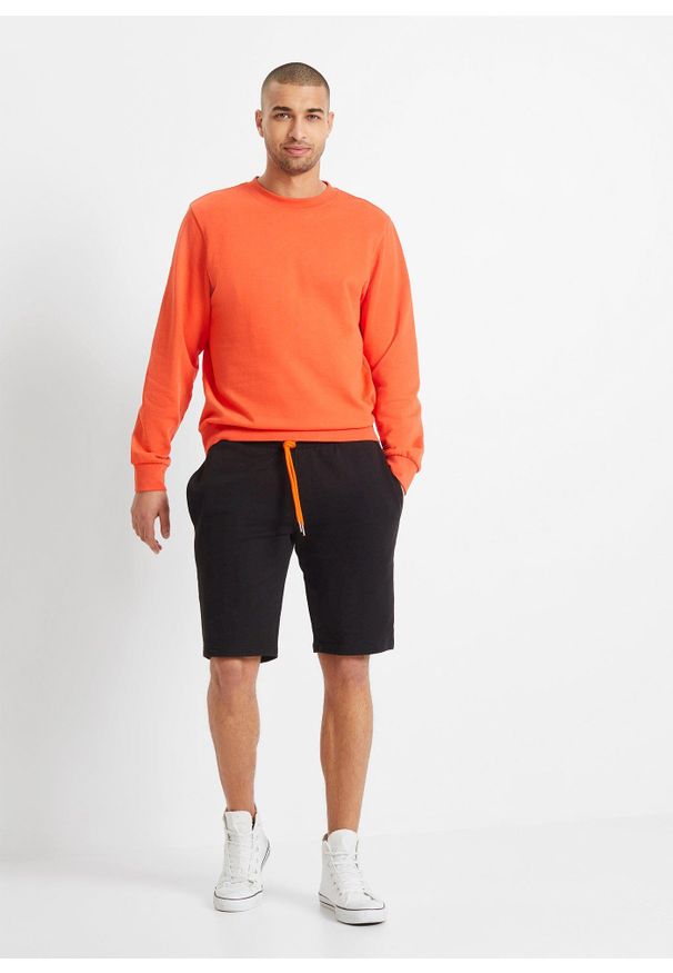 bonprix - Bermudy dresowe z czystej bawełny. Kolor: czarny. Materiał: dresówka, bawełna