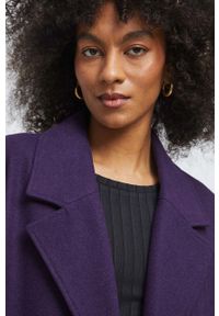 medicine - Medicine płaszcz z domieszką wełny damski kolor fioletowy przejściowy oversize. Kolor: fioletowy. Materiał: wełna. Wzór: gładki. Styl: klasyczny #6