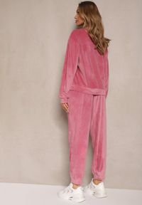 Renee - Różowy Komplet Dresowy z Welurowej Tkaniny Bluza i Joggery Lisarilia. Kolor: różowy. Materiał: dresówka, welur, tkanina #3