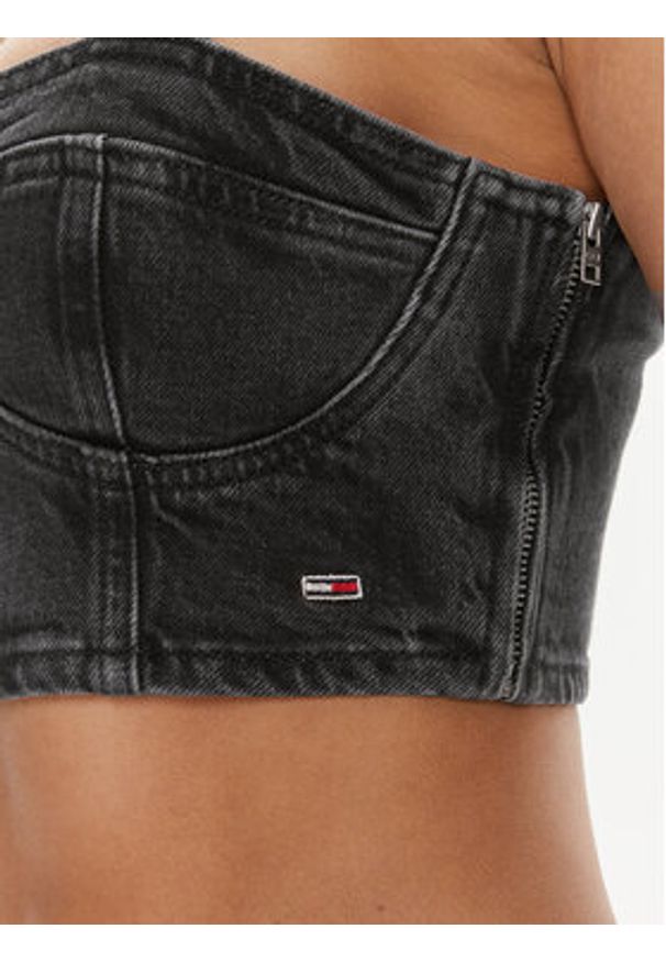 Tommy Jeans Top Bustier Top Ah7185 DW0DW17699 Czarny Slim Fit. Kolor: czarny. Materiał: bawełna